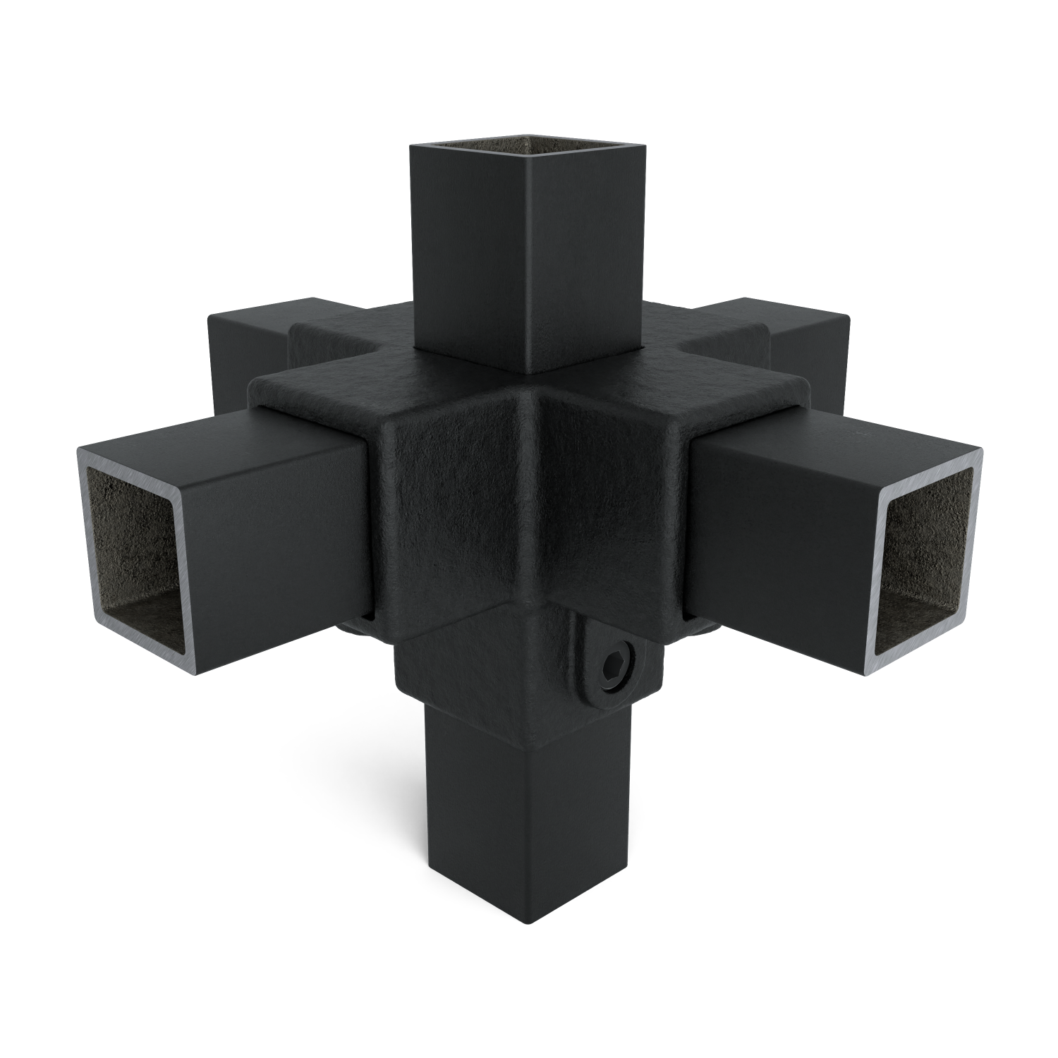 Kruisstuk 4-weg zwart 40 mm vierkant