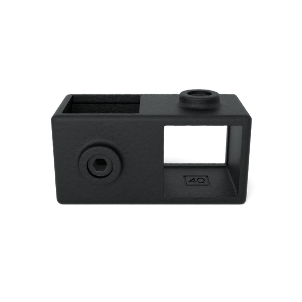 Kruisstuk 90º zwart 40 mm vierkant