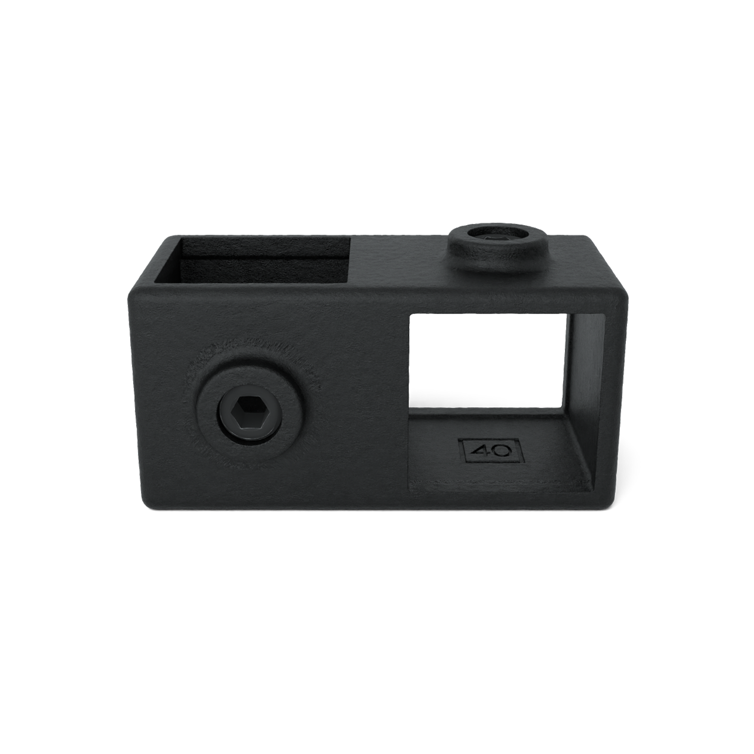 Kruisstuk 90º zwart 40 mm vierkant