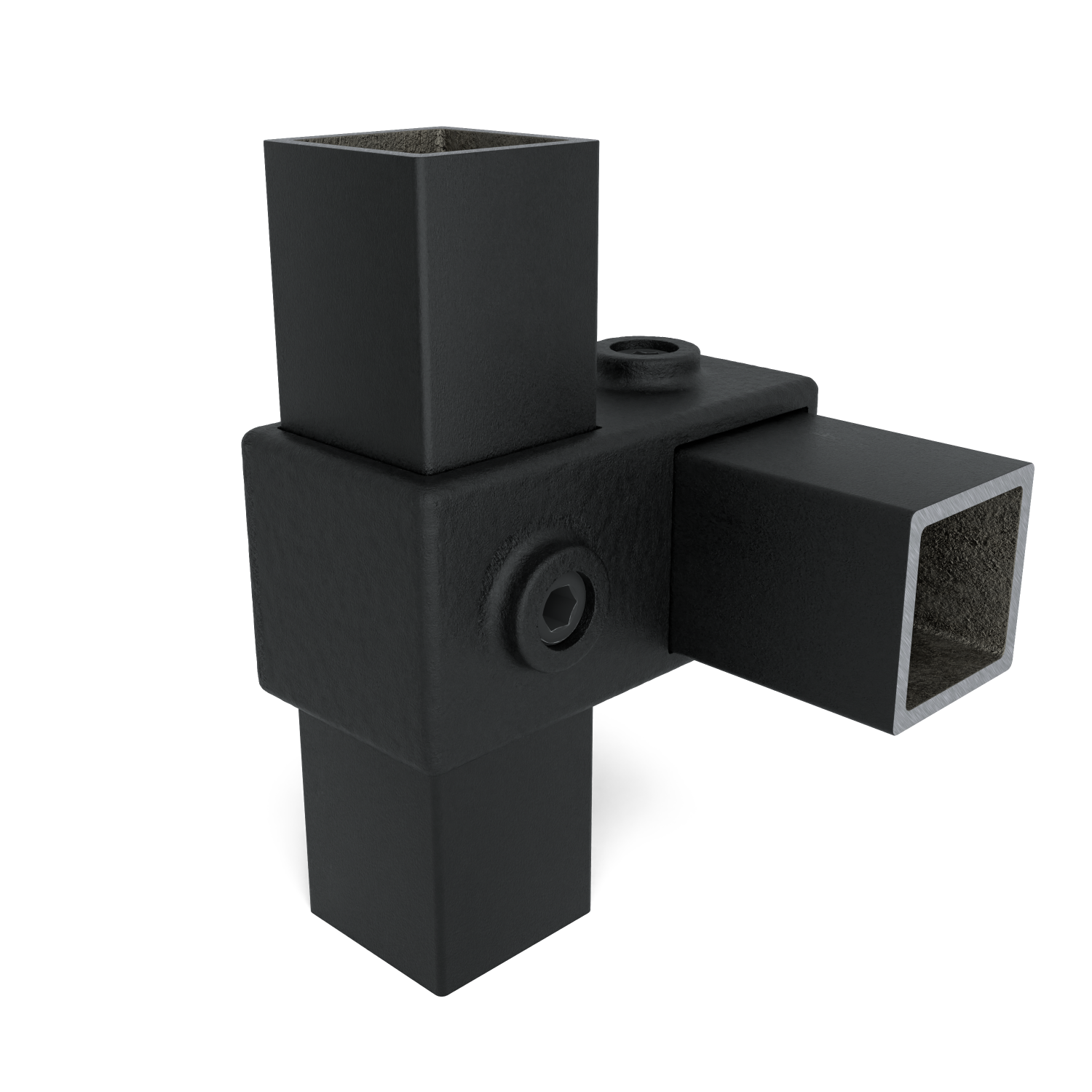 Kruisstuk 90º zwart 40 mm vierkant