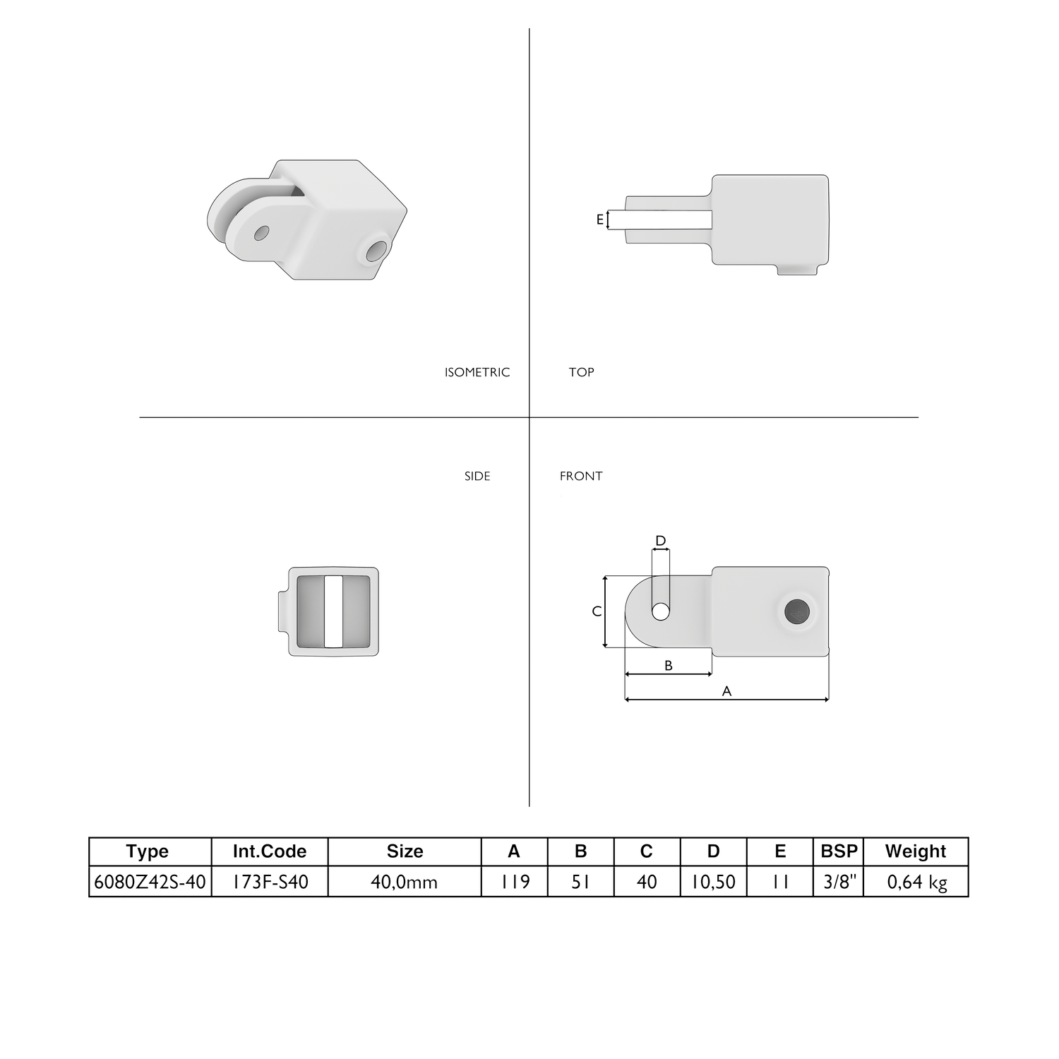 Hulsdeel scharnierstuk zwart 25 mm vierkant
