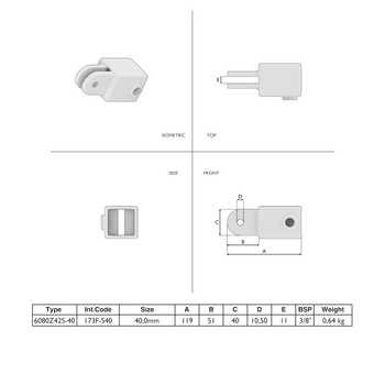 Hulsdeel scharnierstuk zwart 25 mm vierkant