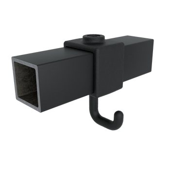 Kapstokhaak zwart 40 mm vierkant
