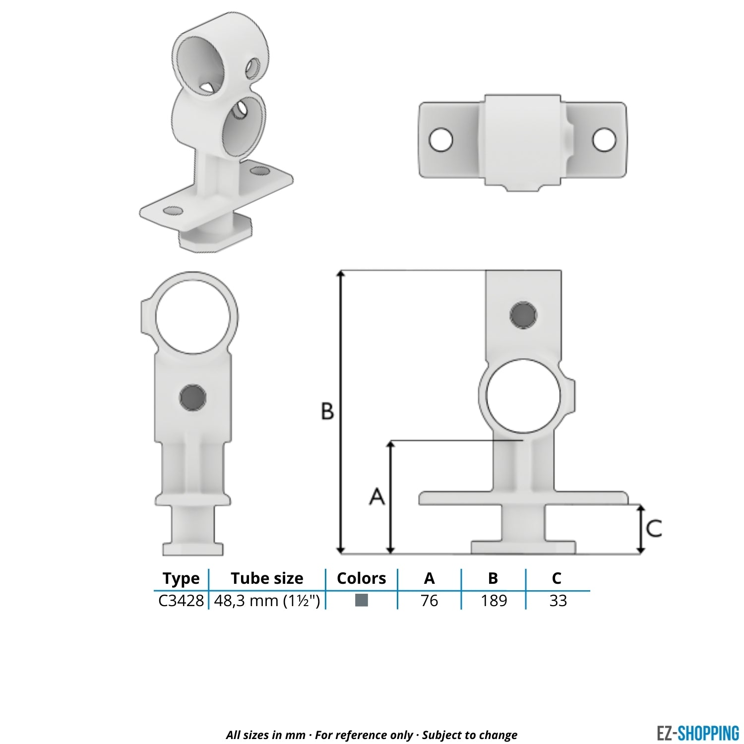 Containerklem kruisstuk 90º (C3428) 48,3 mm