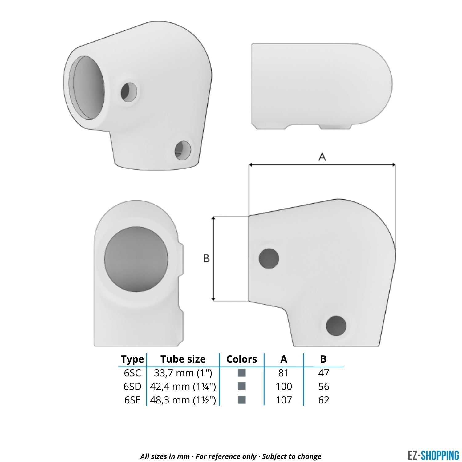 Buiskoppeling Kniestuk 2-weg 90º ±11º 33,7 mm - maattabel - technische tekening (Steigerbuisstunter.nl)
