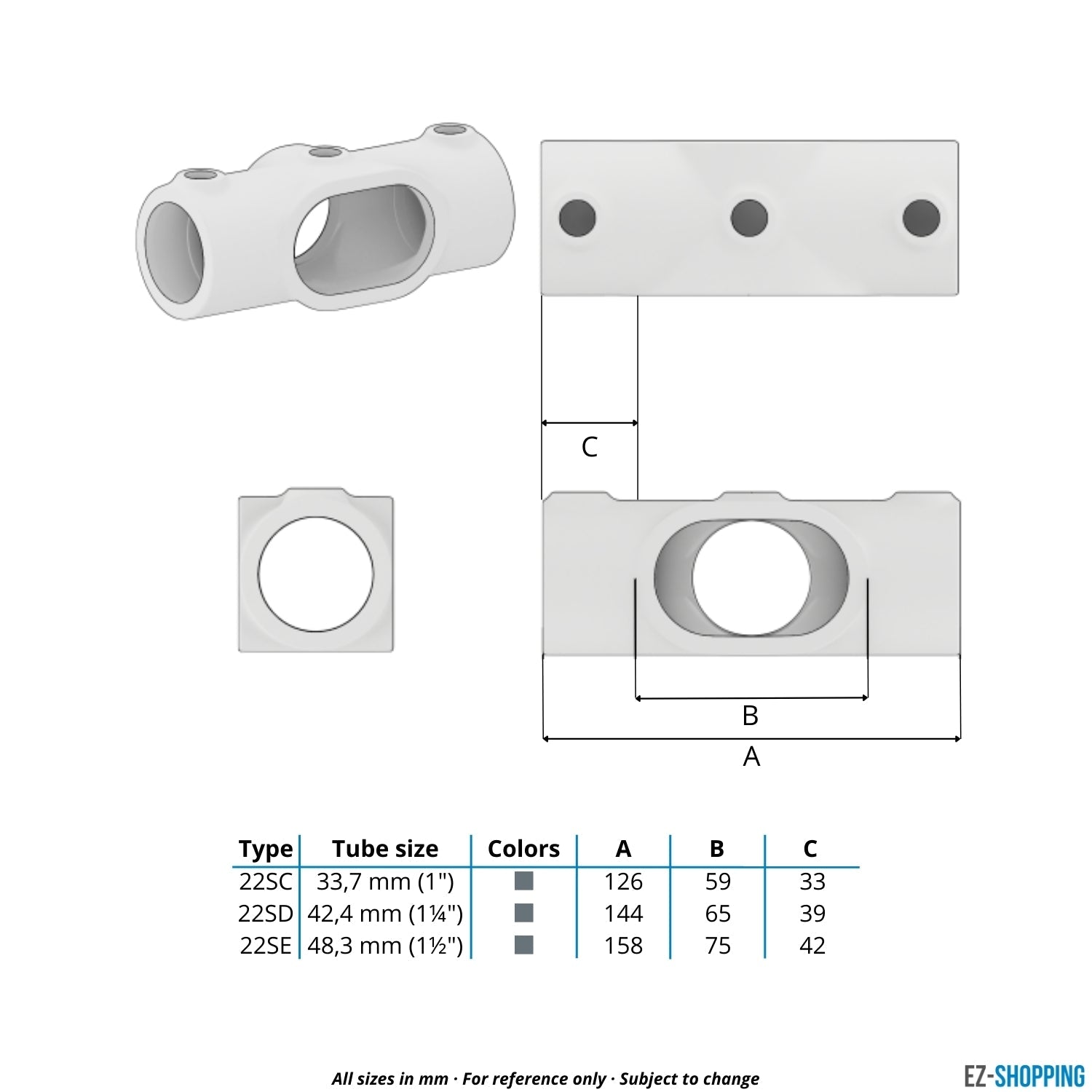 Buiskoppeling Kruisstuk 1-vlak ±11º 33,7 mm - maattabel - technische tekening (Steigerbuisstunter.nl)