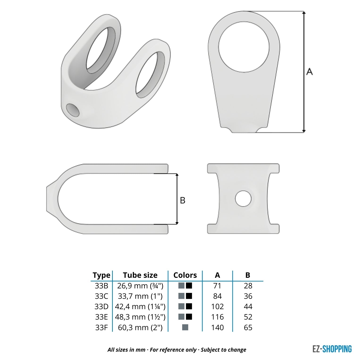 Buiskoppeling Kruisstuk open 60,3 mm - maattabel - technische tekening (Steigerbuisstunter.nl)