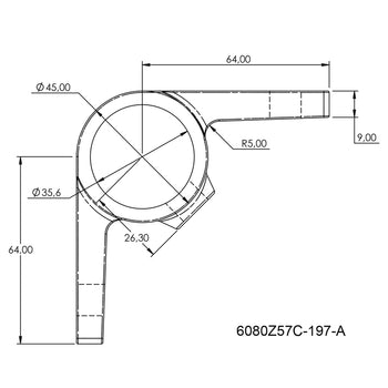 Bevestigingsring dubbel 90º zwart 33,7 mm