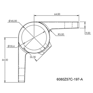 Bevestigingsring dubbel 90º zwart 33,7 mm