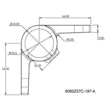 Bevestigingsring dubbel 90º zwart 33,7 mm