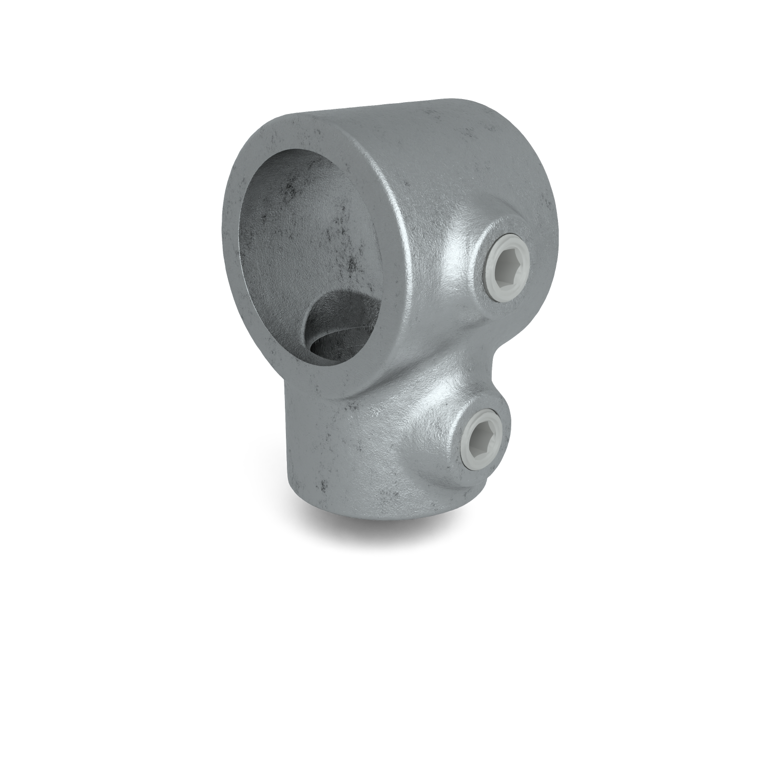 Buiskoppeling T-stuk kort verloop 42,4 mm - 33,7 mm - schuin aanzicht buiskoppeling (Steigerbuisstunter.nl)