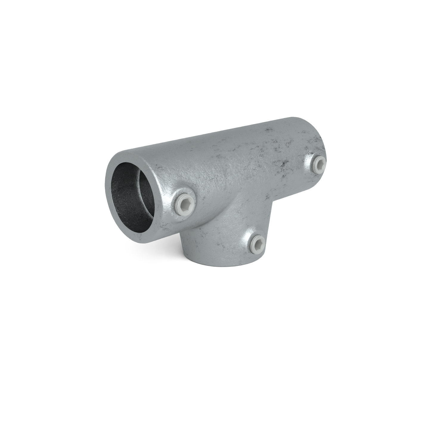 Buiskoppeling T-stuk lang ±11º 42,4 mm - schuin aanzicht buiskoppeling (Steigerbuisstunter.nl)