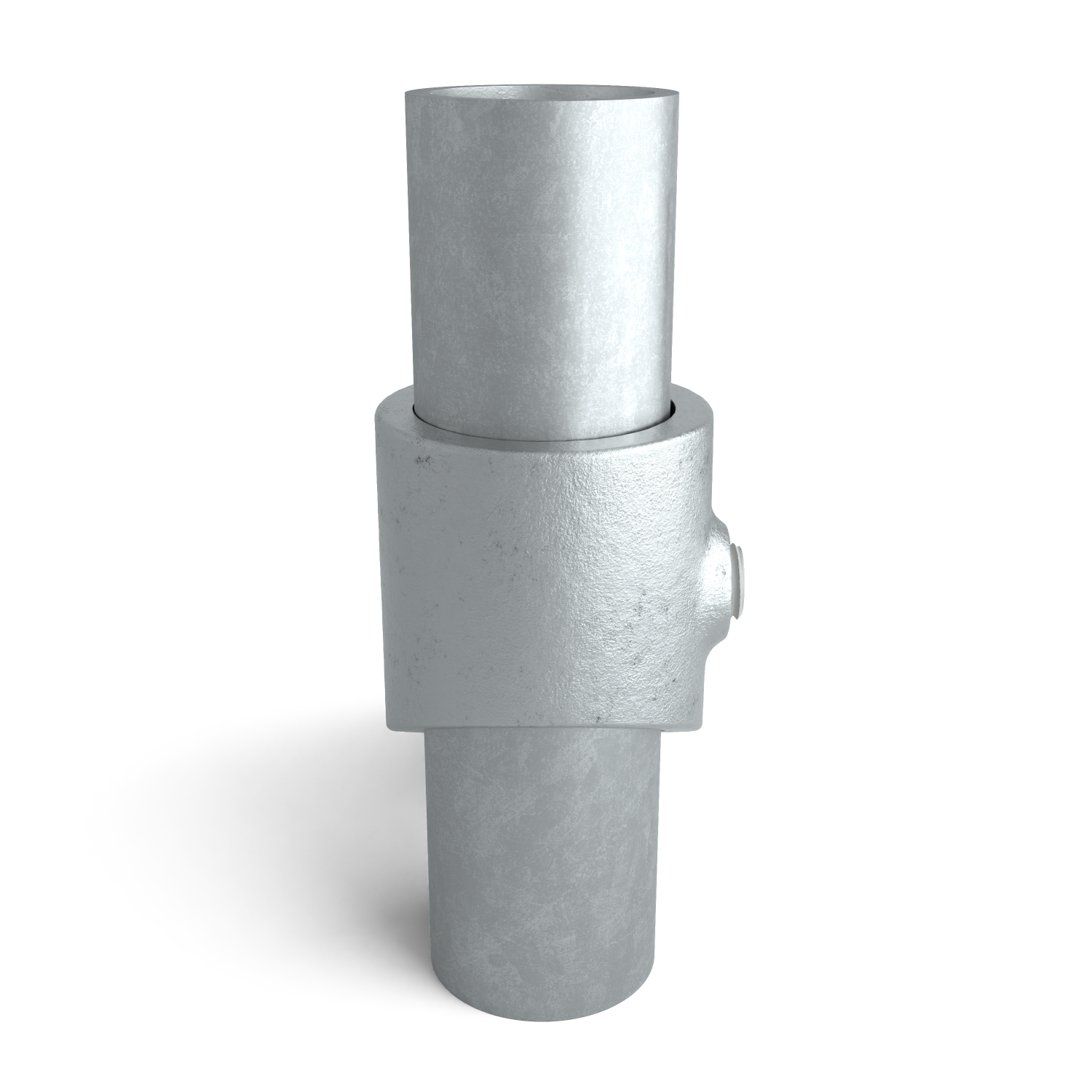 Buiskoppeling T-stuk kort 45° - 60° 26,9 mm - zijaanzicht met buizen (Steigerbuisstunter.nl)