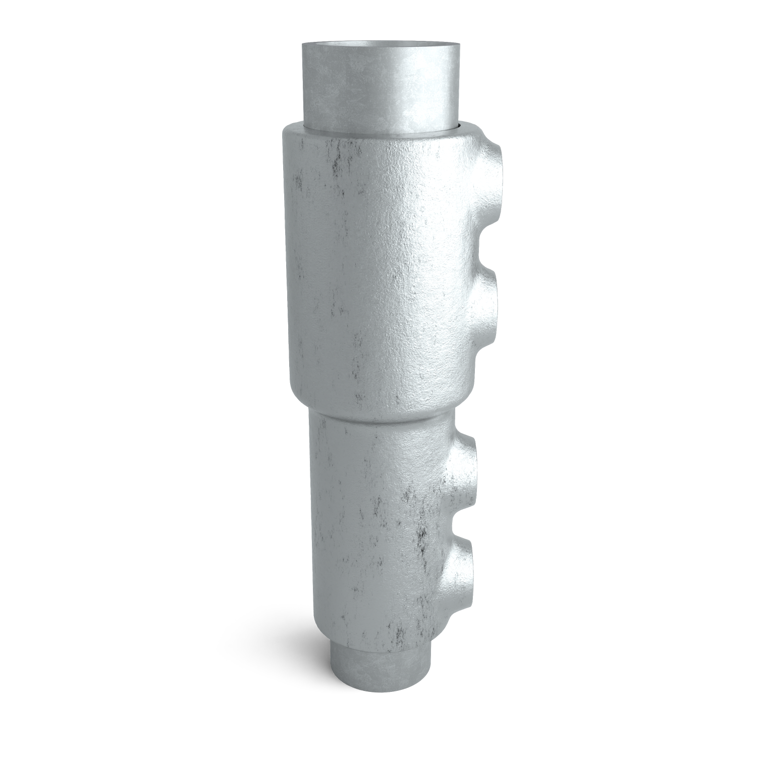Buiskoppeling Koppelstuk verloop 33,7 mm - 26,9 mm - zijaanzicht met buizen (Steigerbuisstunter.nl)