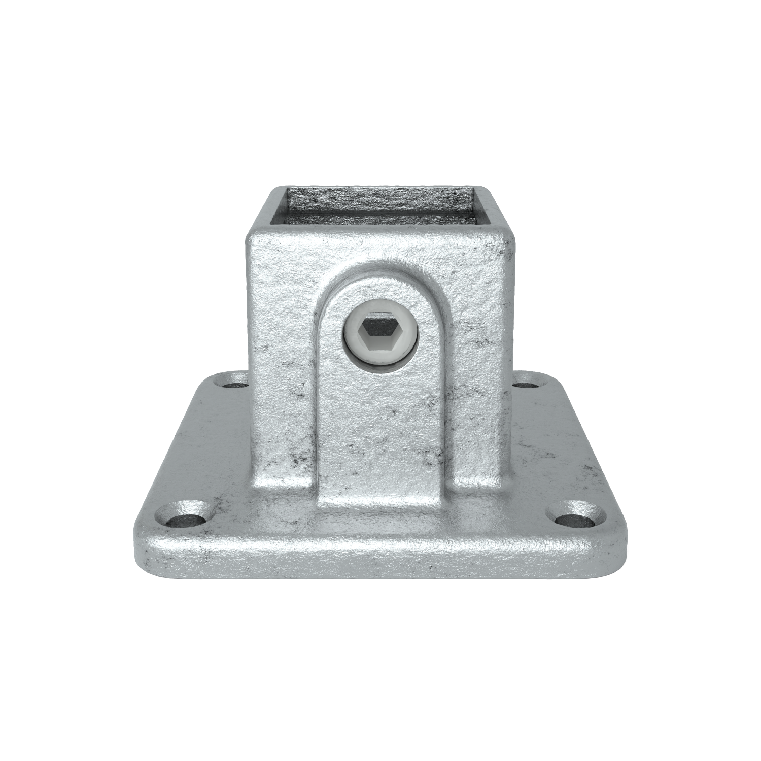 Buiskoppeling Voetplaat 40 mm vierkant - vooraanzicht buiskoppeling (Steigerbuisstunter.nl)