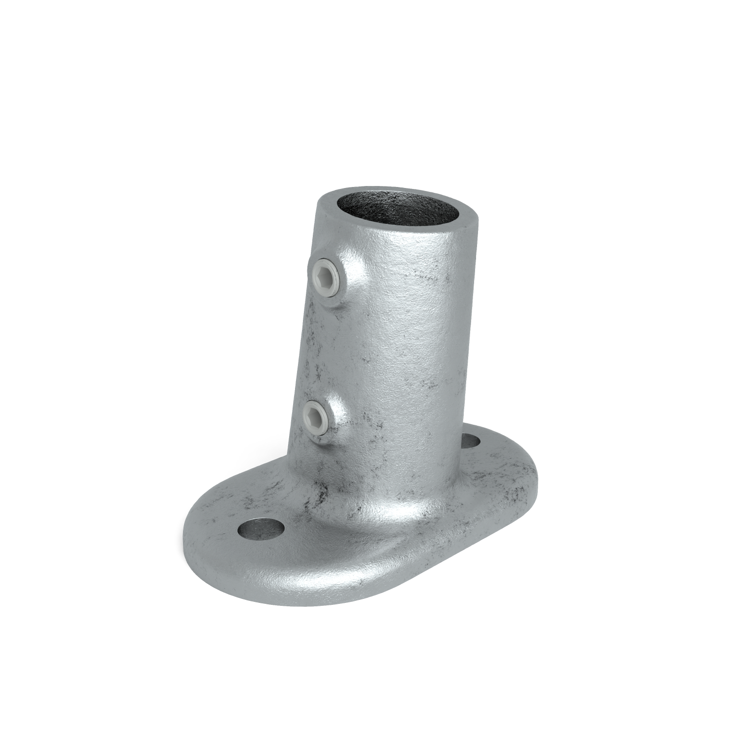 Buiskoppeling Voetplaat ovaal ±11º 42,4 mm - schuin aanzicht buiskoppeling (Steigerbuisstunter.nl)