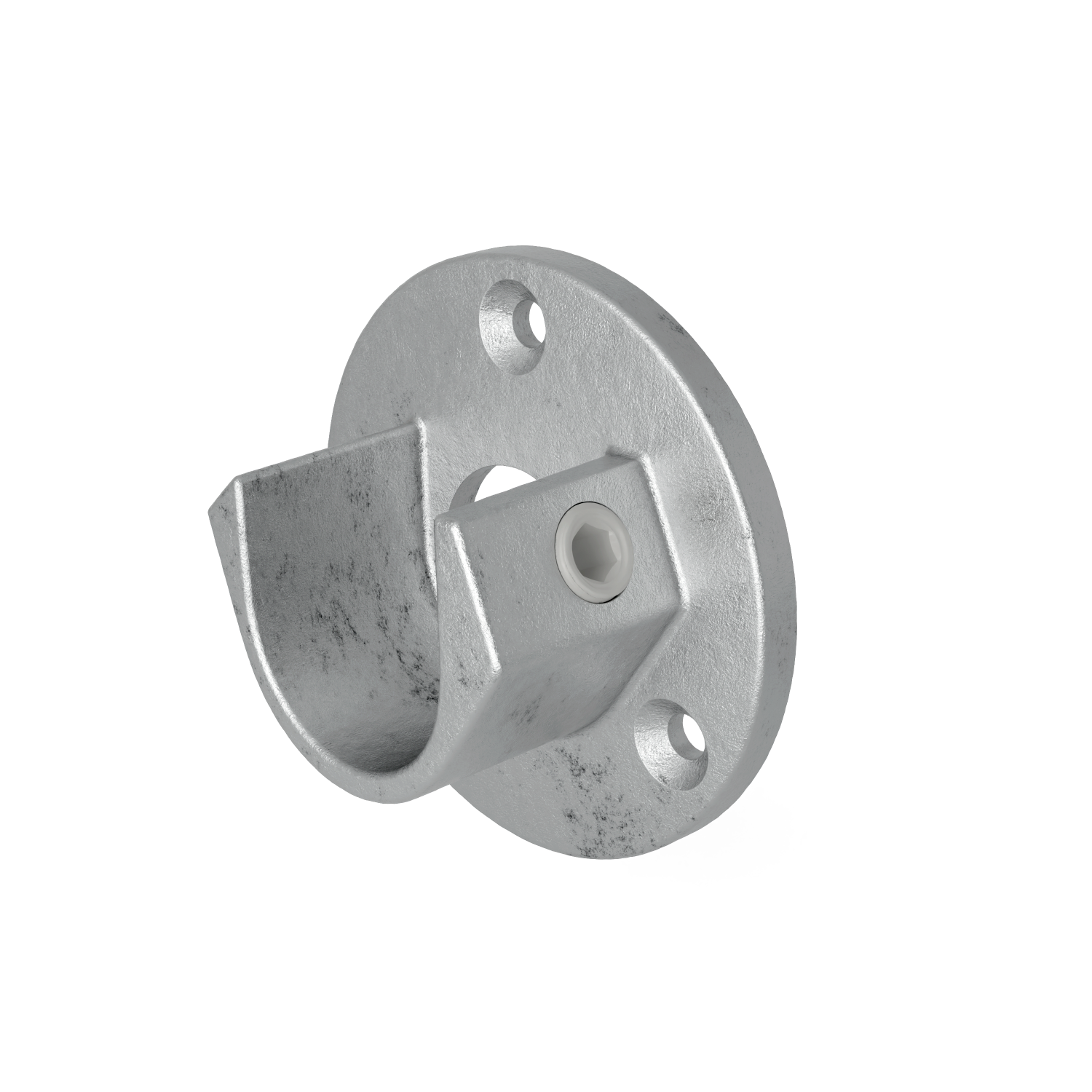 Buiskoppeling Voetplaat met inleg (set) 33,7 mm - schuin aanzicht buiskoppeling (Steigerbuisstunter.nl)