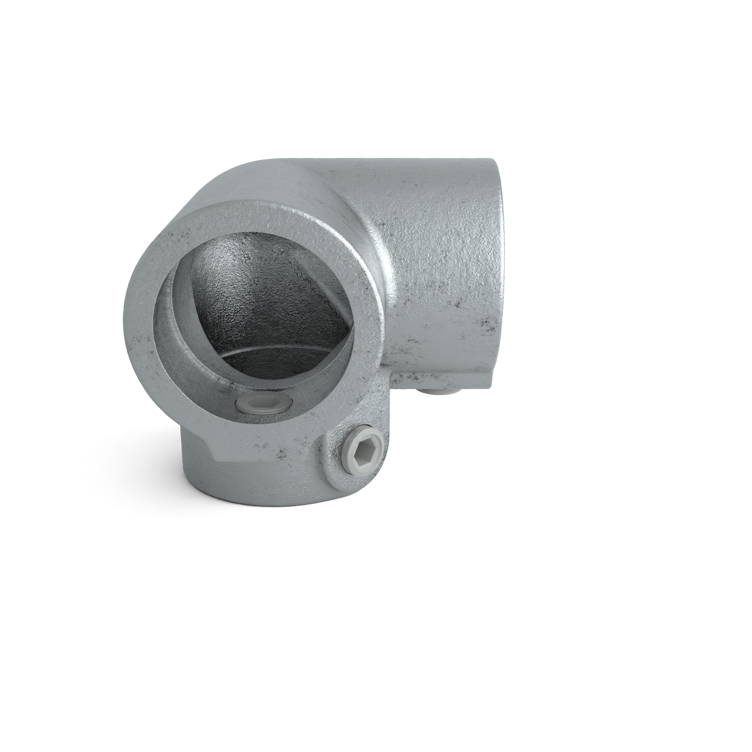 Buiskoppeling Kniestuk 3-weg 90º 42,4 mm - zijaanzicht buiskoppeling (Steigerbuisstunter.nl)
