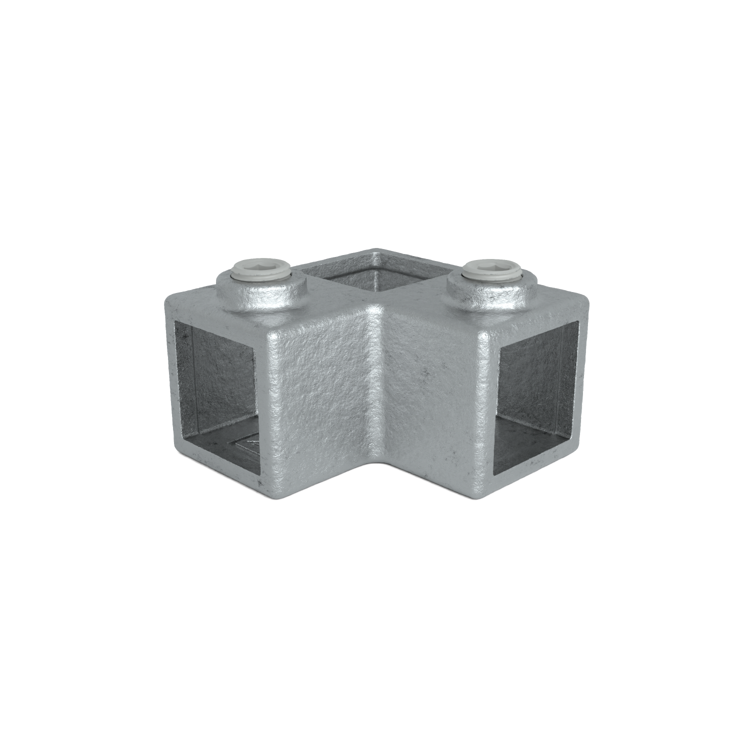 Buiskoppeling Hoekstuk 90º 25 mm vierkant - vooraanzicht buiskoppeling (Steigerbuisstunter.nl)