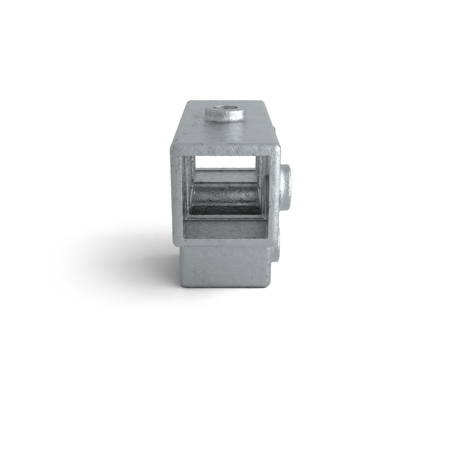 Buiskoppeling T-stuk zij-uitgang 40 mm vierkant - zijaanzicht buiskoppeling (Steigerbuisstunter.nl)