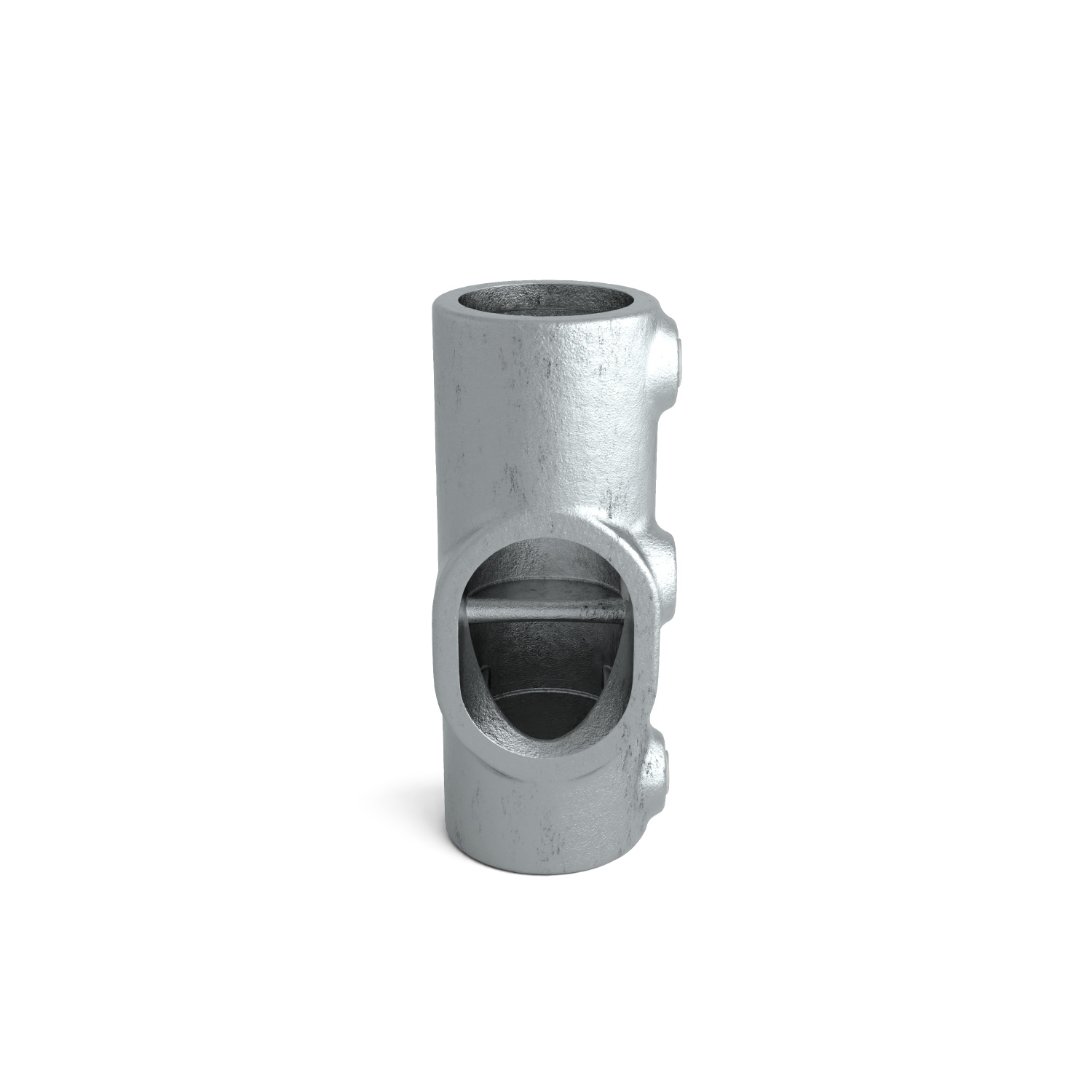 Buiskoppeling T-stuk lang 45° - 60° 48,3 mm - zijaanzicht buiskoppeling (Steigerbuisstunter.nl)