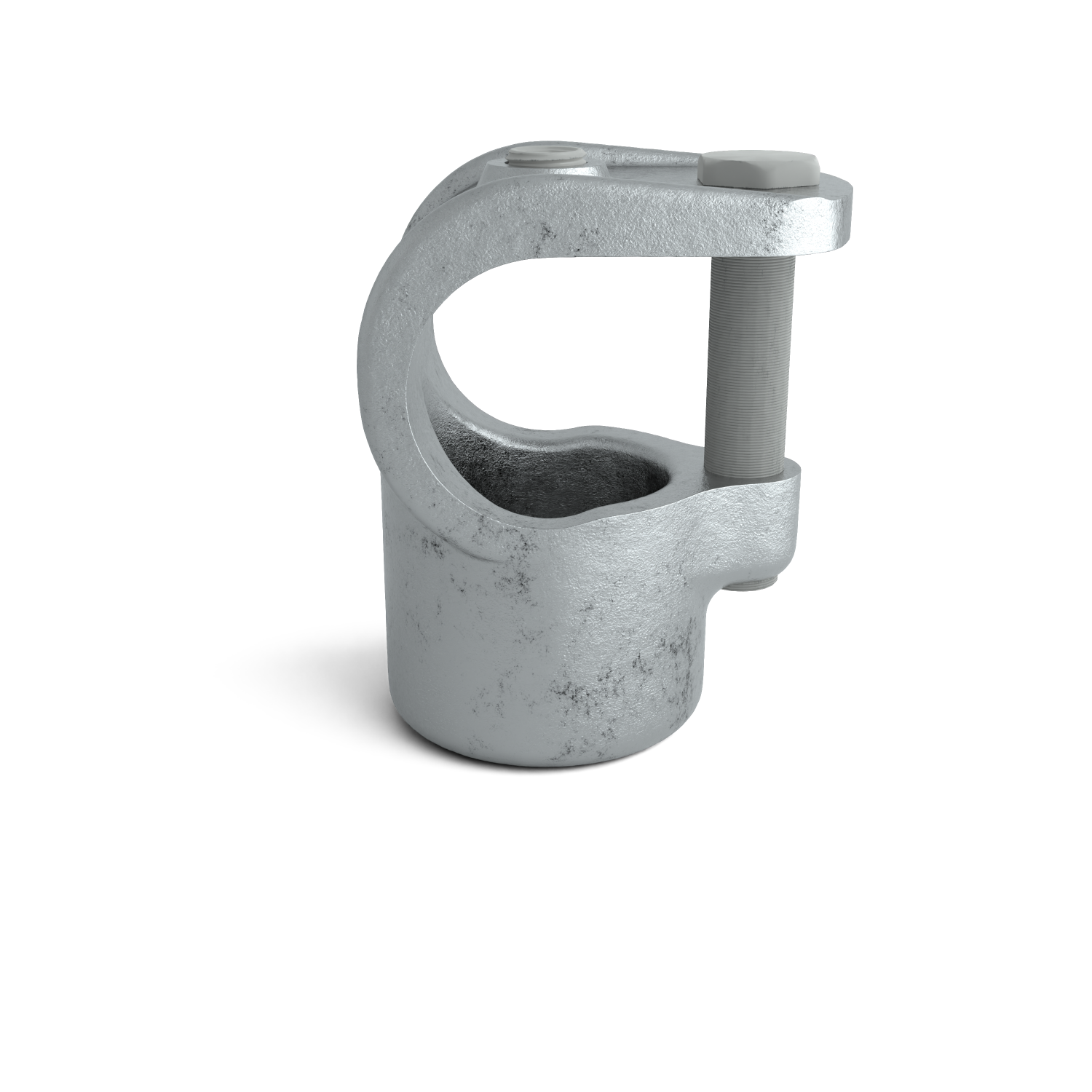 Buiskoppeling T-stuk open 48,3 mm - zijaanzicht met buizen (Steigerbuisstunter.nl)