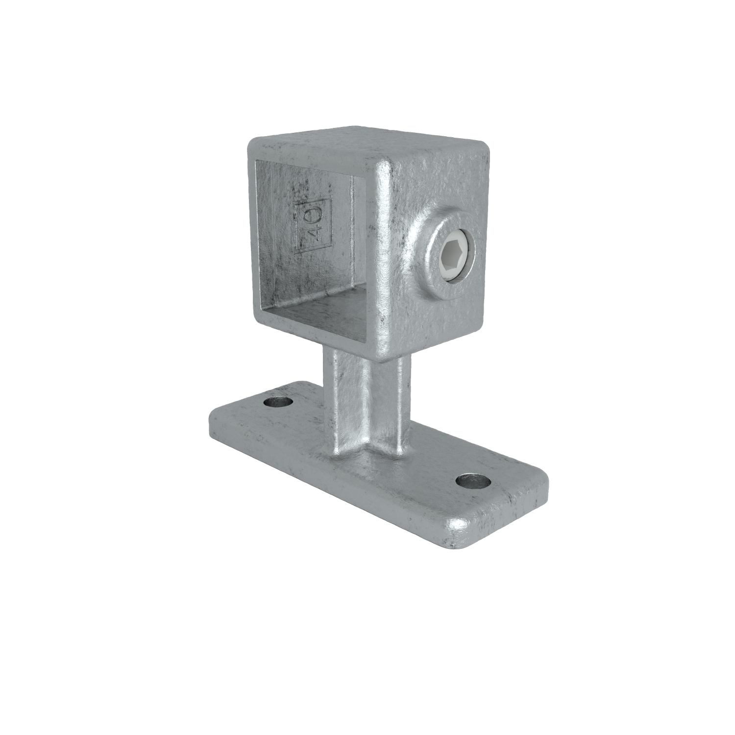 Buiskoppeling Leuningdrager 40 mm vierkant - vooraanzicht buiskoppeling (Steigerbuisstunter.nl)