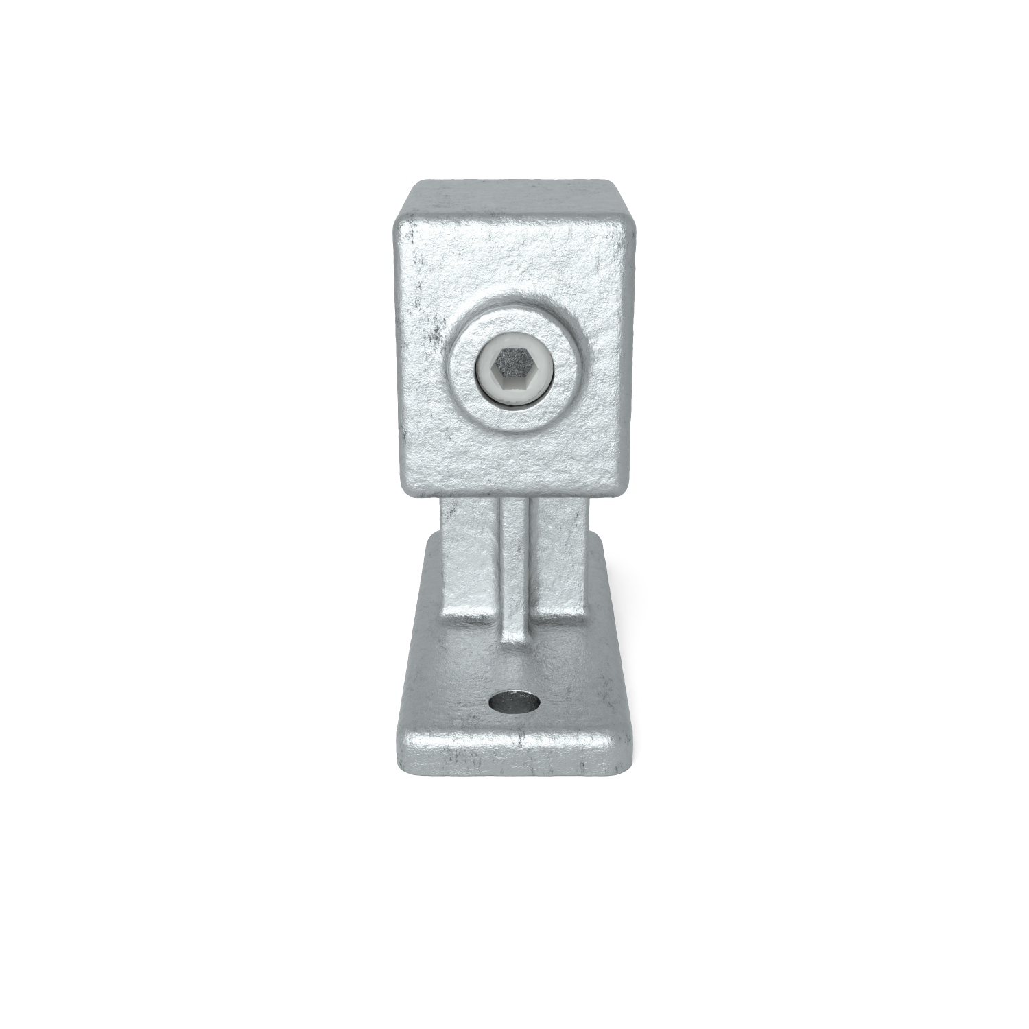 Buiskoppeling Leuningdrager 40 mm vierkant - schuin aanzicht buiskoppeling (Steigerbuisstunter.nl)