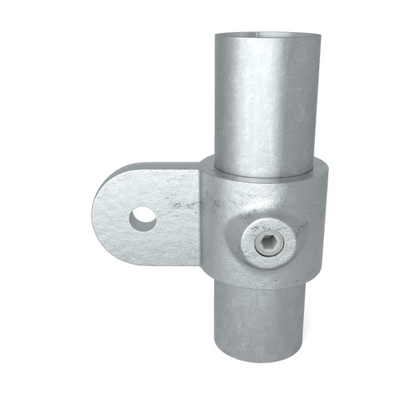 Buiskoppeling Oogdeel Scharnierstuk 48,3 mm - vooraanzicht met buizen (Steigerbuisstunter.nl)