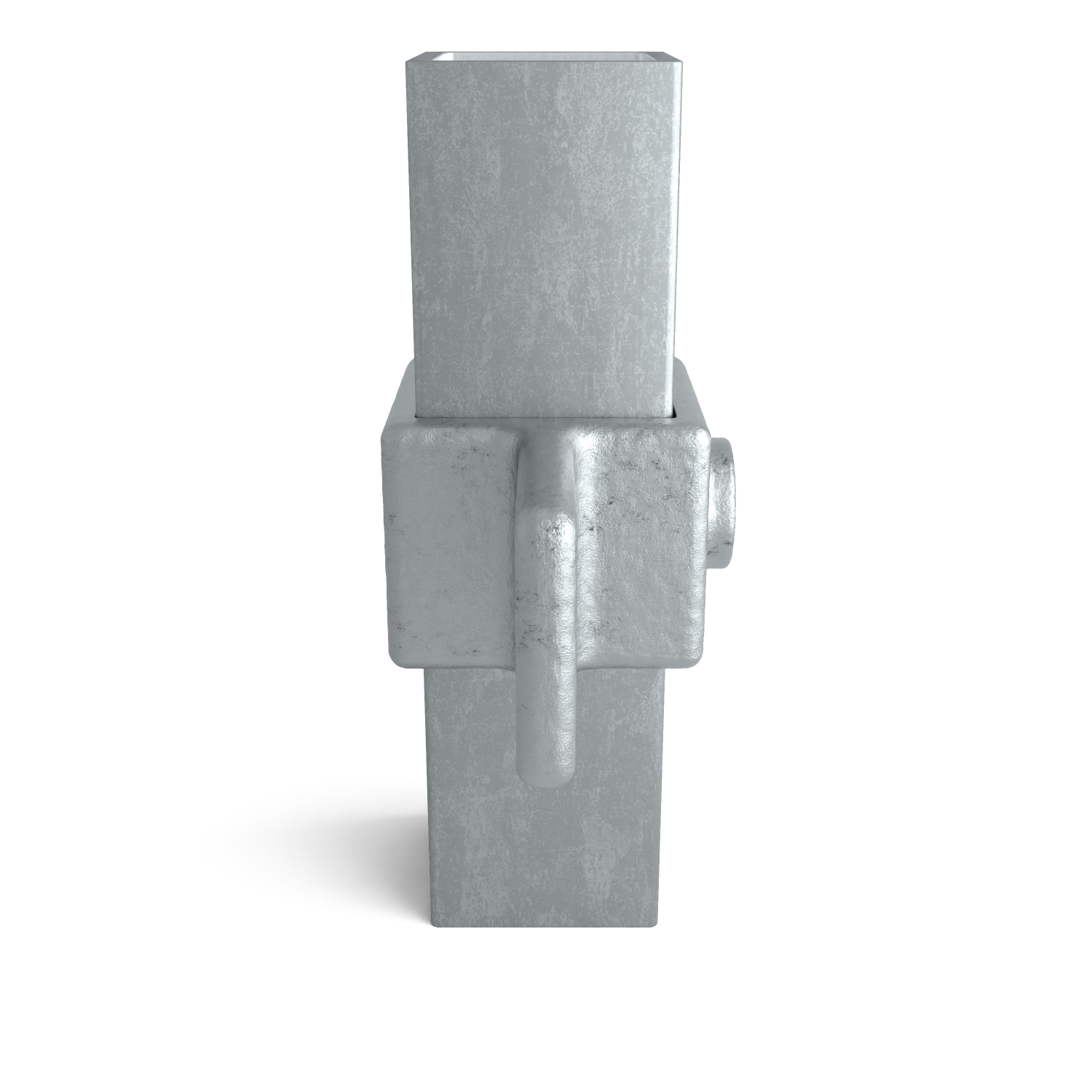 Buiskoppeling Oogdeel scharnierstuk 40 mm vierkant - zijaanzicht met buizen (Steigerbuisstunter.nl)