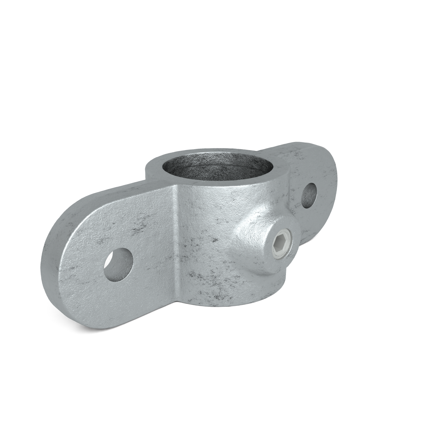 Buiskoppeling Oogdeel dubbel scharnierstuk 180º 42,4 mm - schuin aanzicht buiskoppeling (Steigerbuisstunter.nl)