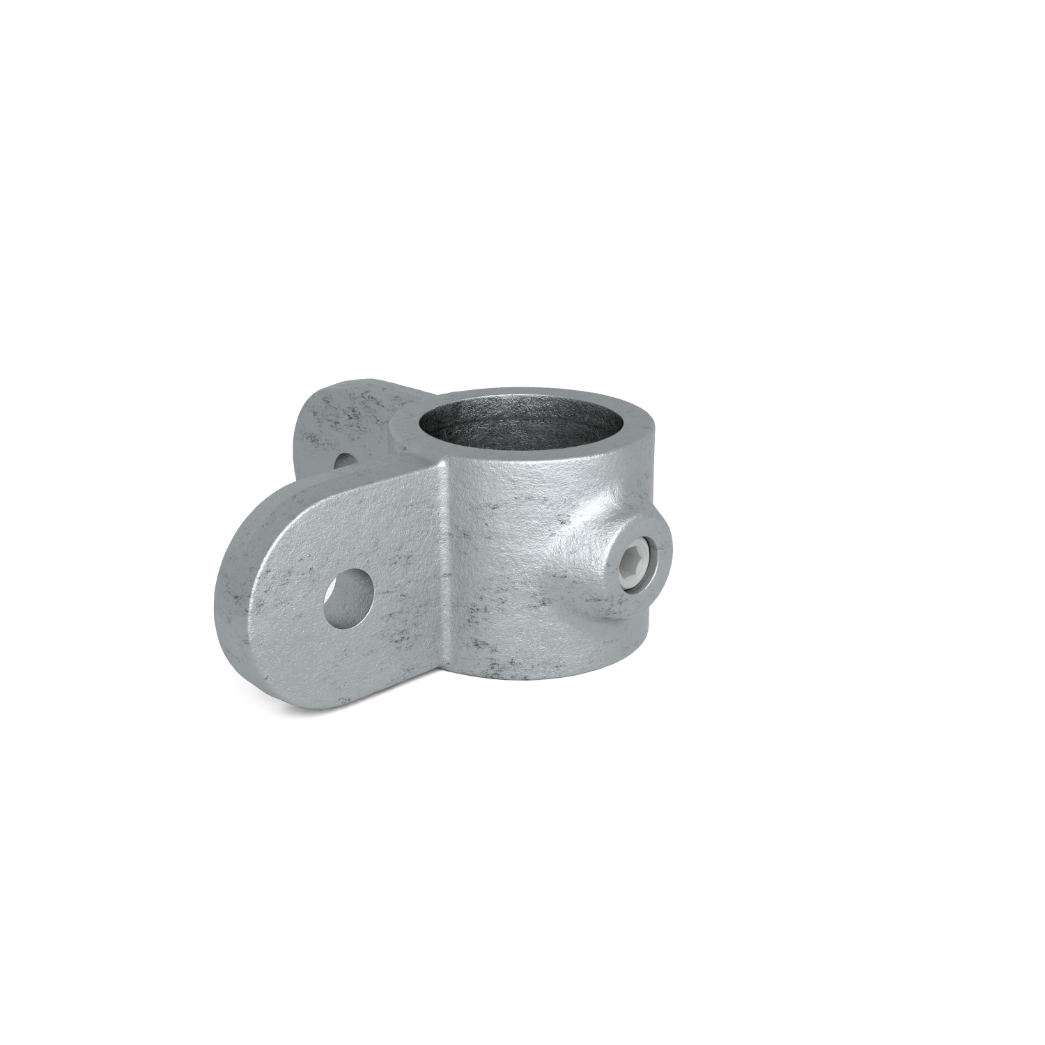Buiskoppeling Oogdeel dubbel scharnierstuk 90º 26,9 mm - schuin aanzicht buiskoppeling (Steigerbuisstunter.nl)