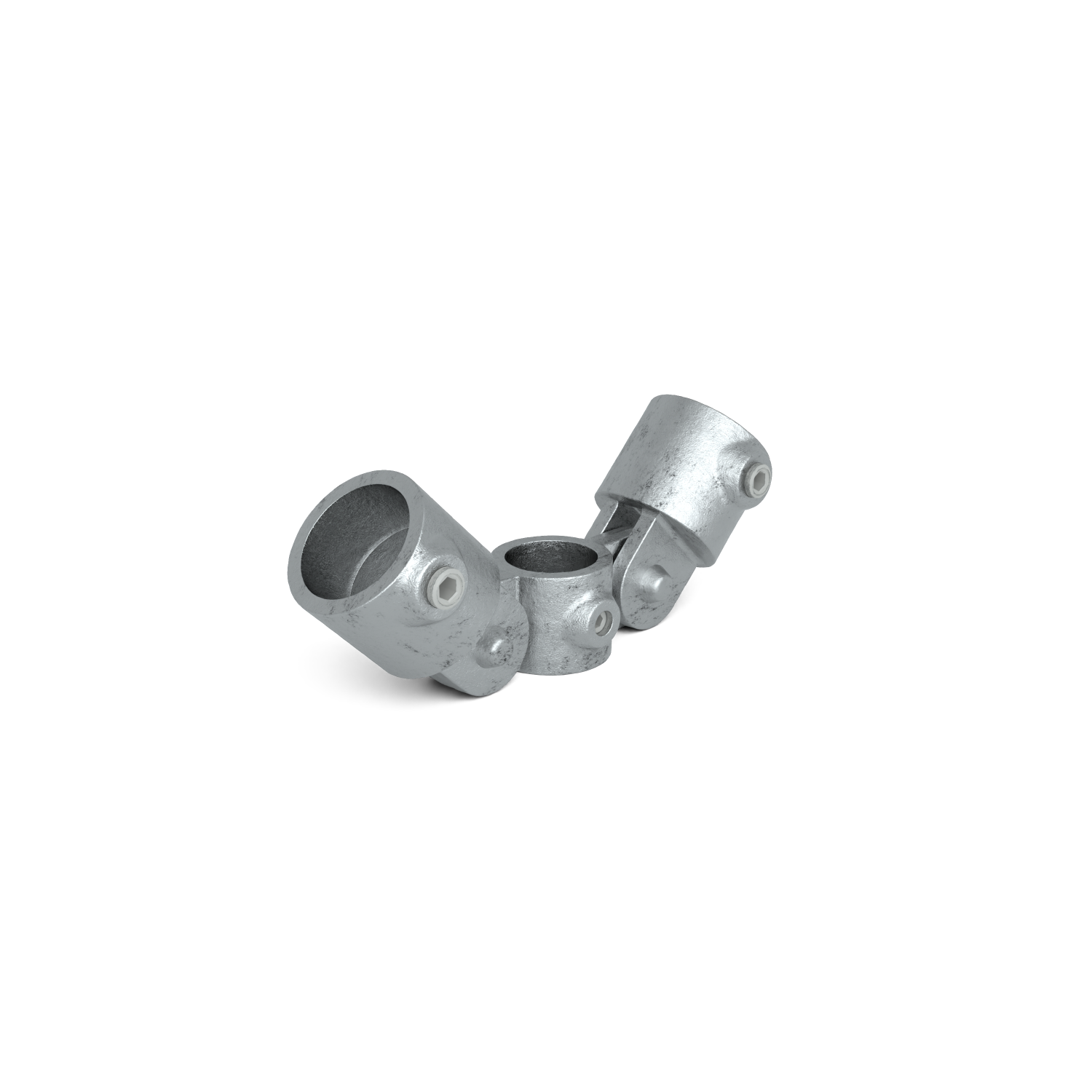 Buiskoppeling Scharnierstuk dubbel 60,3 mm - schuin aanzicht buiskoppeling (Steigerbuisstunter.nl)