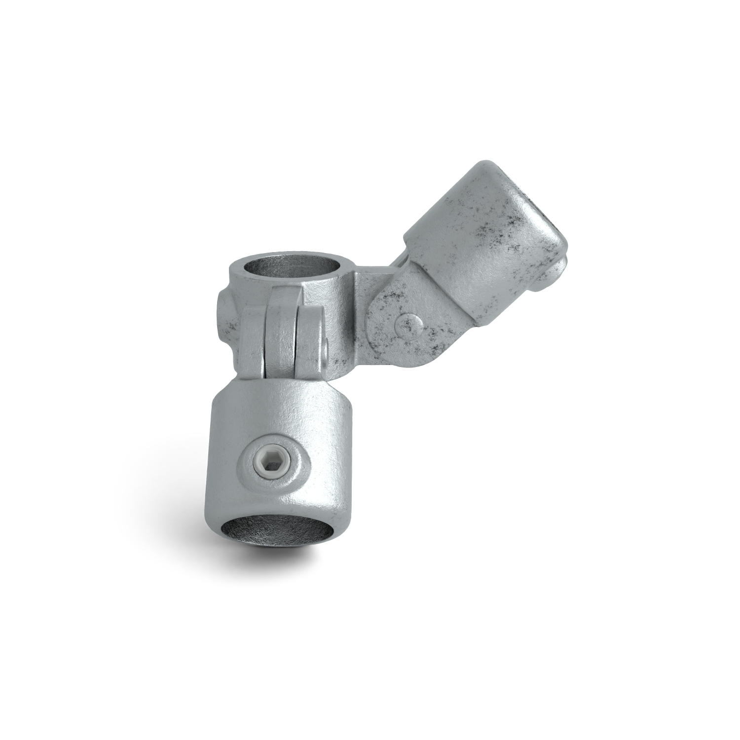 Buiskoppeling Scharnierstuk 90º dubbel 42,4 mm - schuin aanzicht buiskoppeling (Steigerbuisstunter.nl)