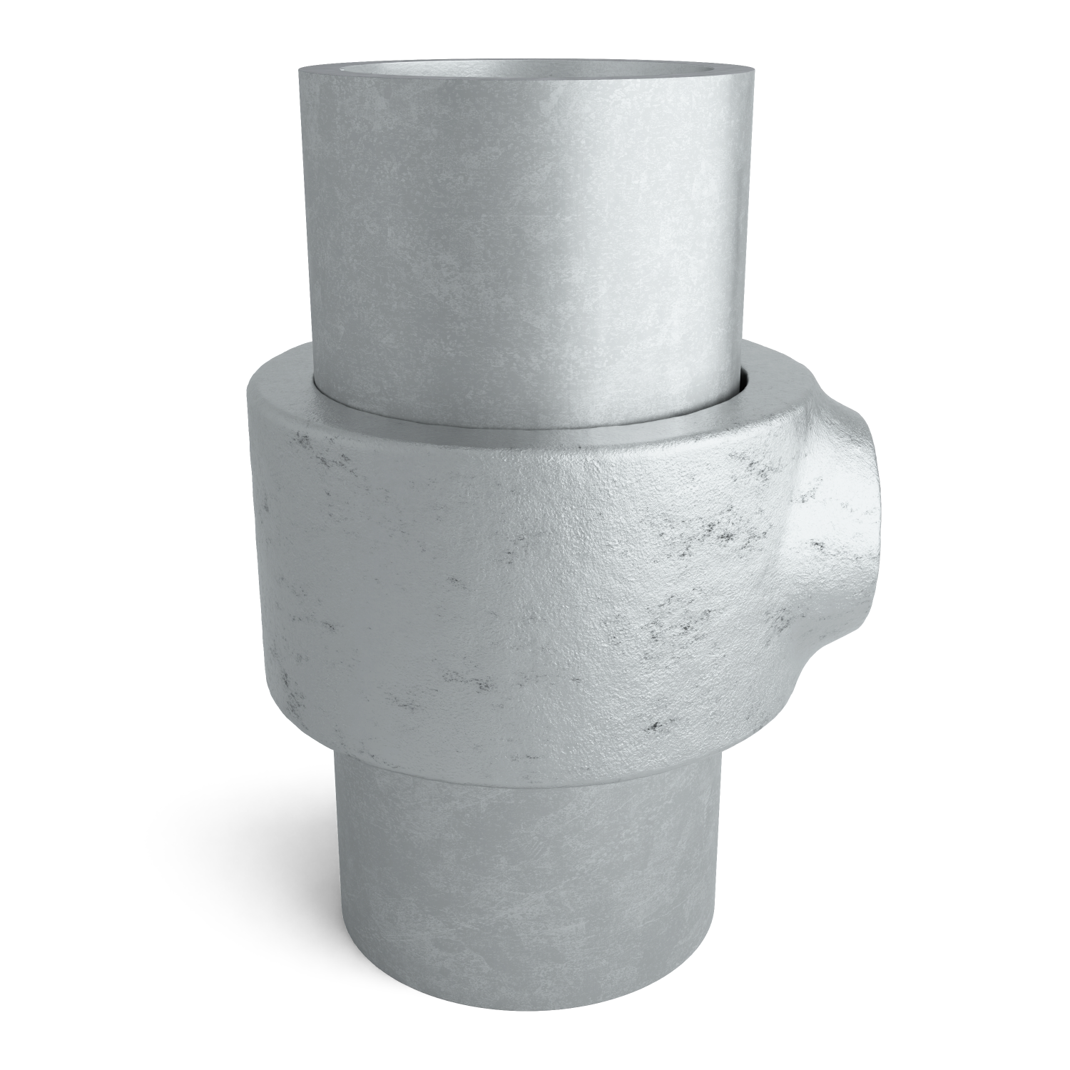 Buiskoppeling Borgring 42,4 mm - zijaanzicht met buizen (Steigerbuisstunter.nl)