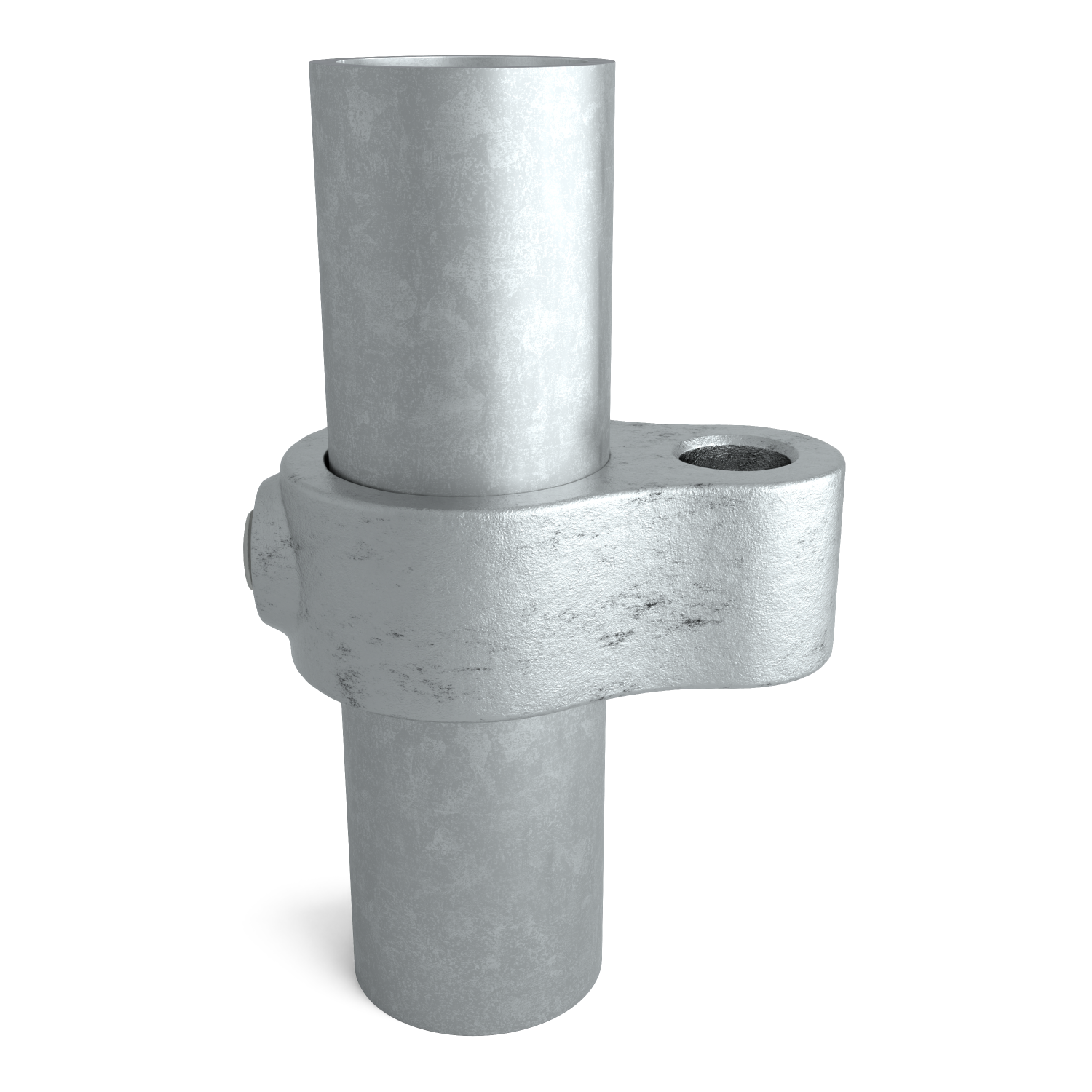 Buiskoppeling Scharnieroog 48,3 mm - vooraanzicht met buizen (Steigerbuisstunter.nl)