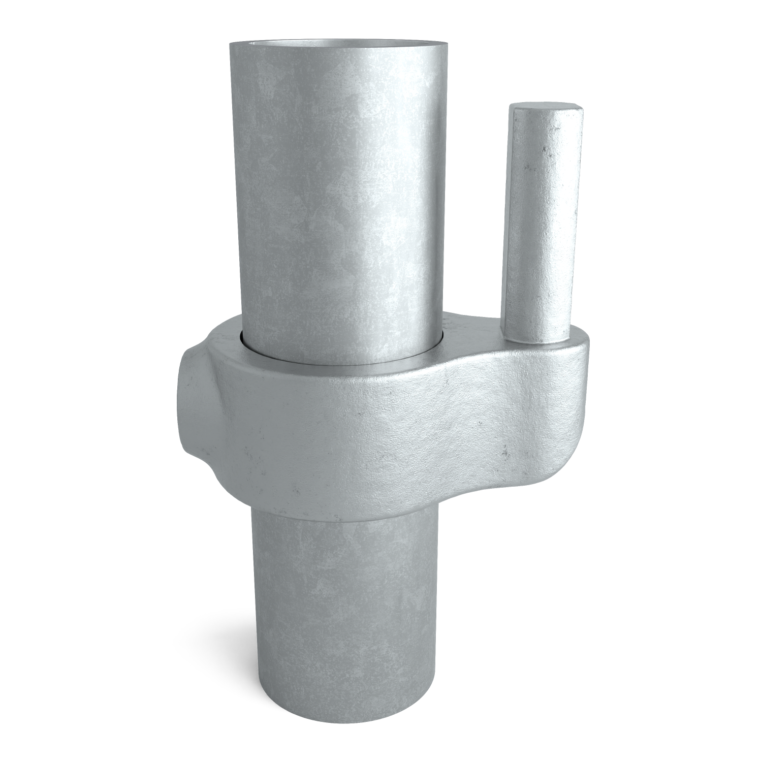 Buiskoppeling Scharnierpen 48,3 mm - vooraanzicht met buizen (Steigerbuisstunter.nl)