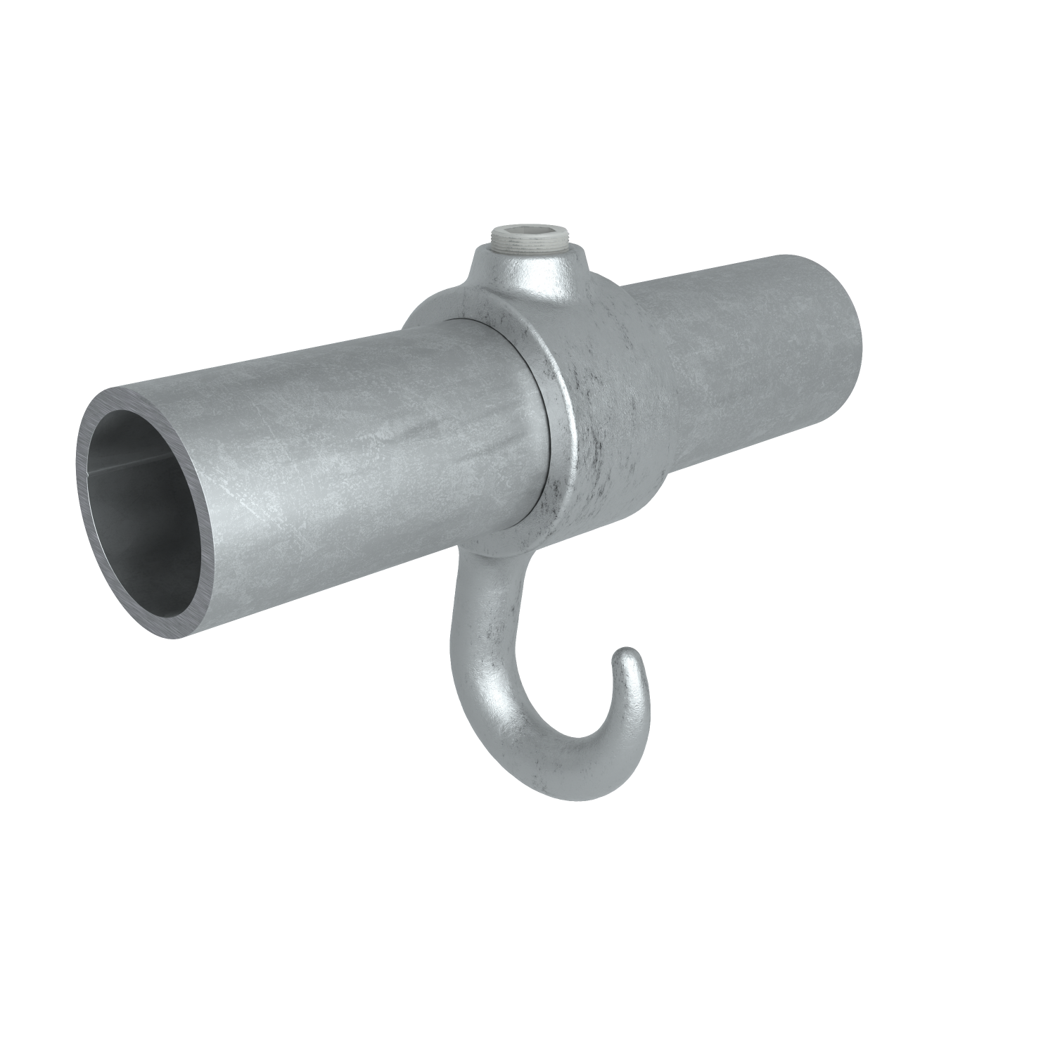Buiskoppeling Kapstokhaak 42,4 mm - vooraanzicht met buizen (Steigerbuisstunter.nl)
