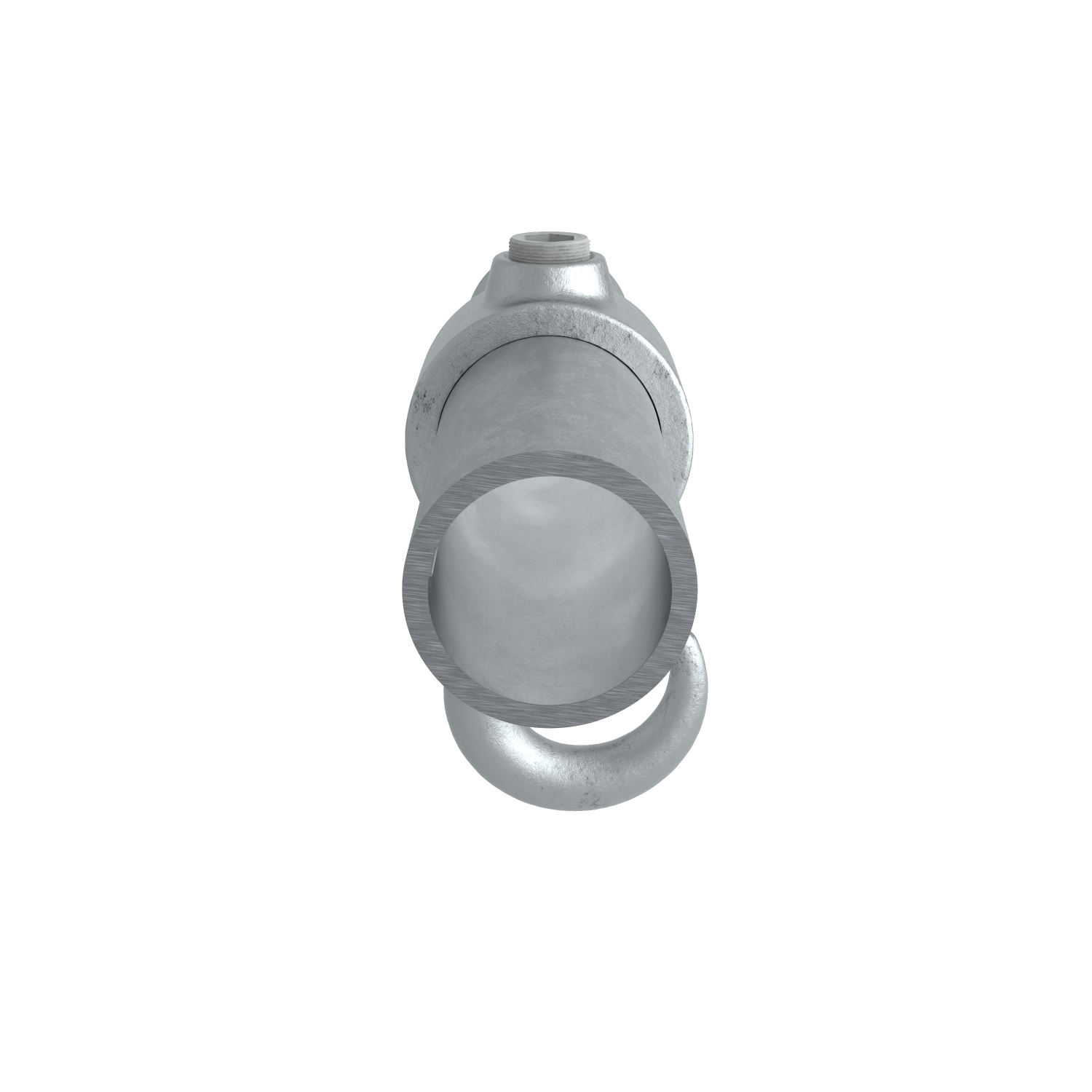 Buiskoppeling Kapstokhaak 48,3 mm - zijaanzicht met buizen (Steigerbuisstunter.nl)