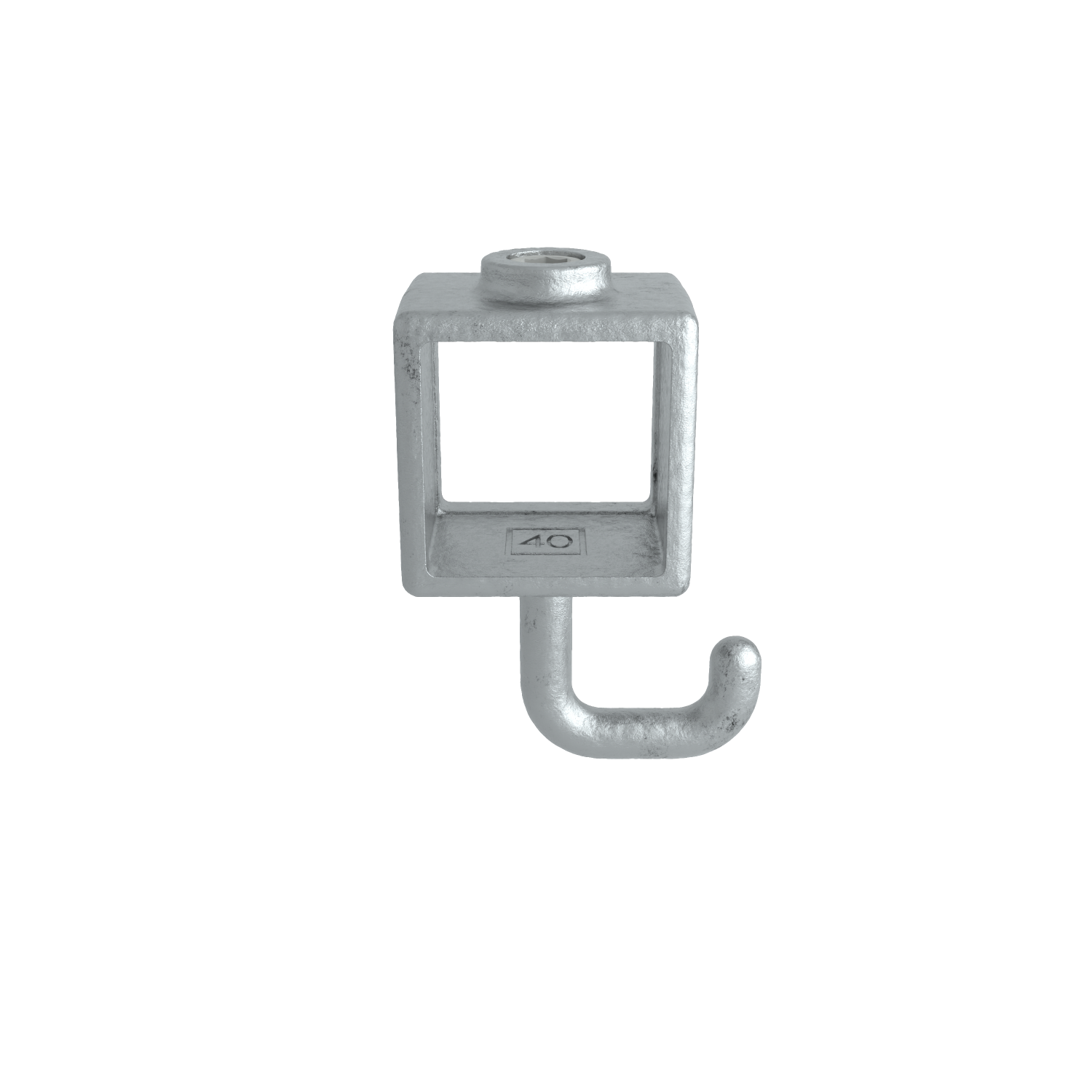 Buiskoppeling Kapstokhaak 40 mm vierkant - zijaanzicht buiskoppeling (Steigerbuisstunter.nl)