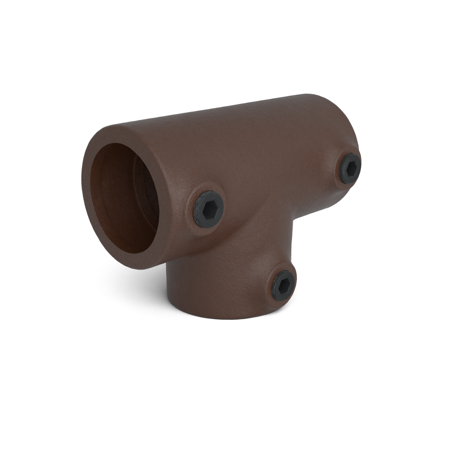 Buiskoppeling T-stuk lang vintage 26,9 mm - schuin aanzicht buiskoppeling (Steigerbuisstunter.nl)