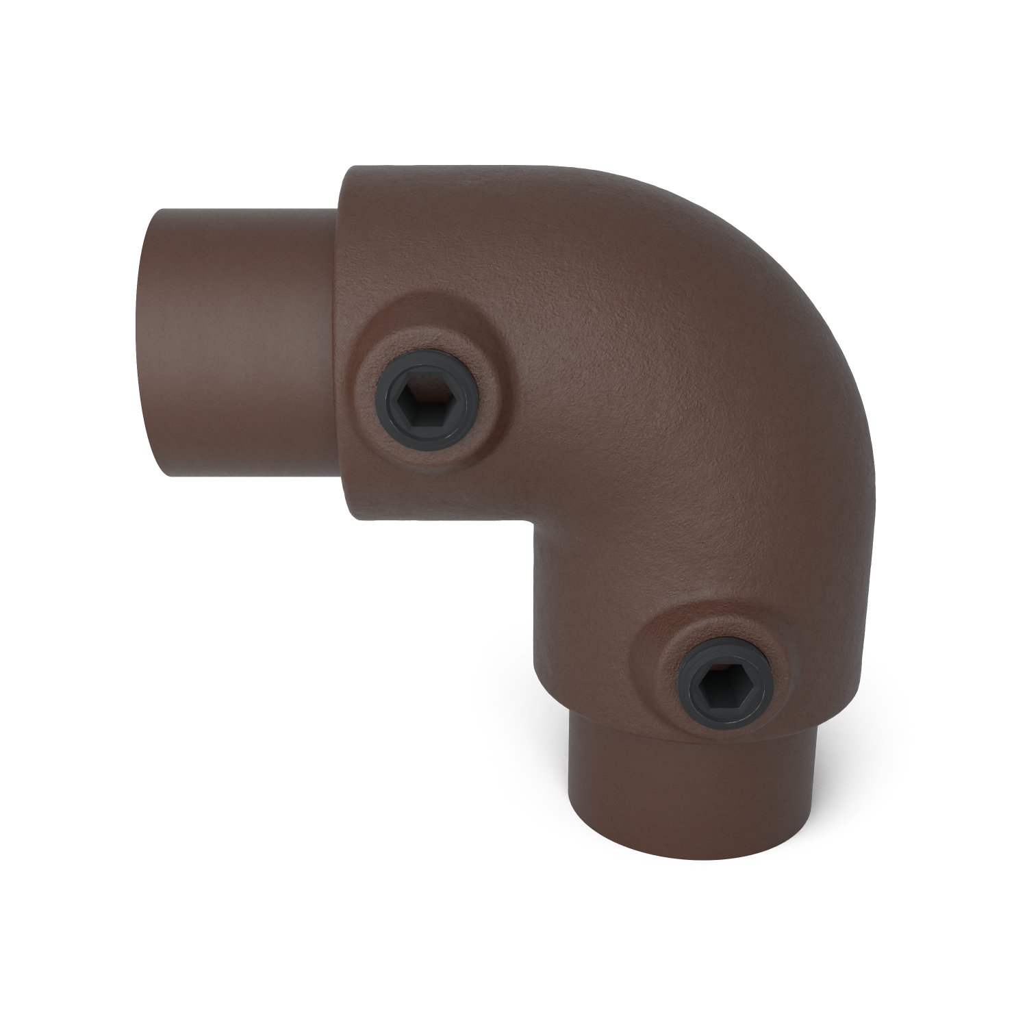 Buiskoppeling Kniestuk 2-weg 90º vintage 26,9 mm - vooraanzicht met buizen (Steigerbuisstunter.nl)
