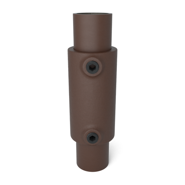 Buiskoppeling Koppelstuk vintage 33,7 mm - vooraanzicht met buizen (Steigerbuisstunter.nl)