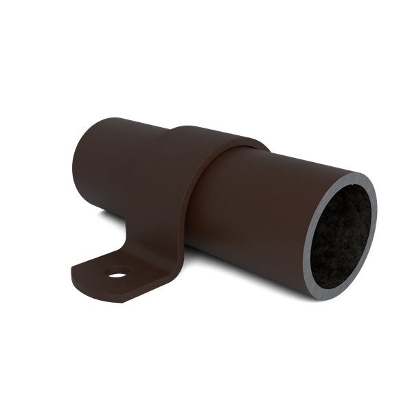 Buiskoppeling Kapbeugel vintage 26,9 mm - vooraanzicht met buizen (Steigerbuisstunter.nl)