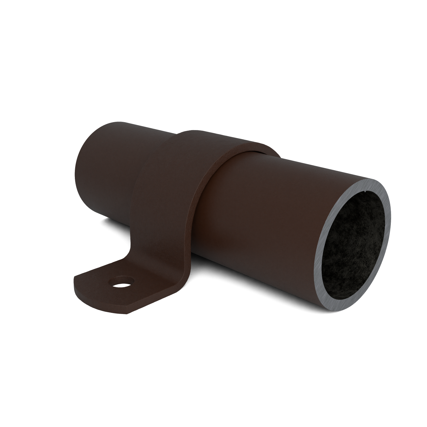 Buiskoppeling Kapbeugel vintage 26,9 mm - vooraanzicht met buizen (Steigerbuisstunter.nl)