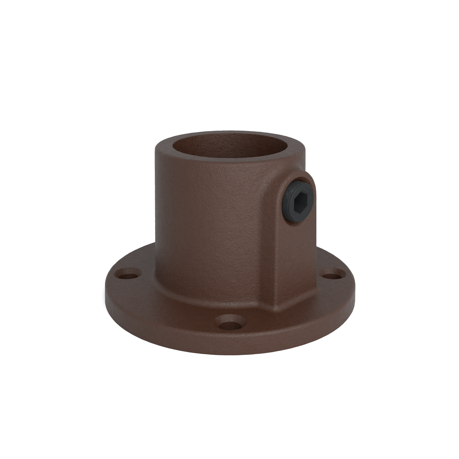 Buiskoppeling Voetplaat rond doorlopend vintage 33,7 mm - schuin aanzicht buiskoppeling (Steigerbuisstunter.nl)
