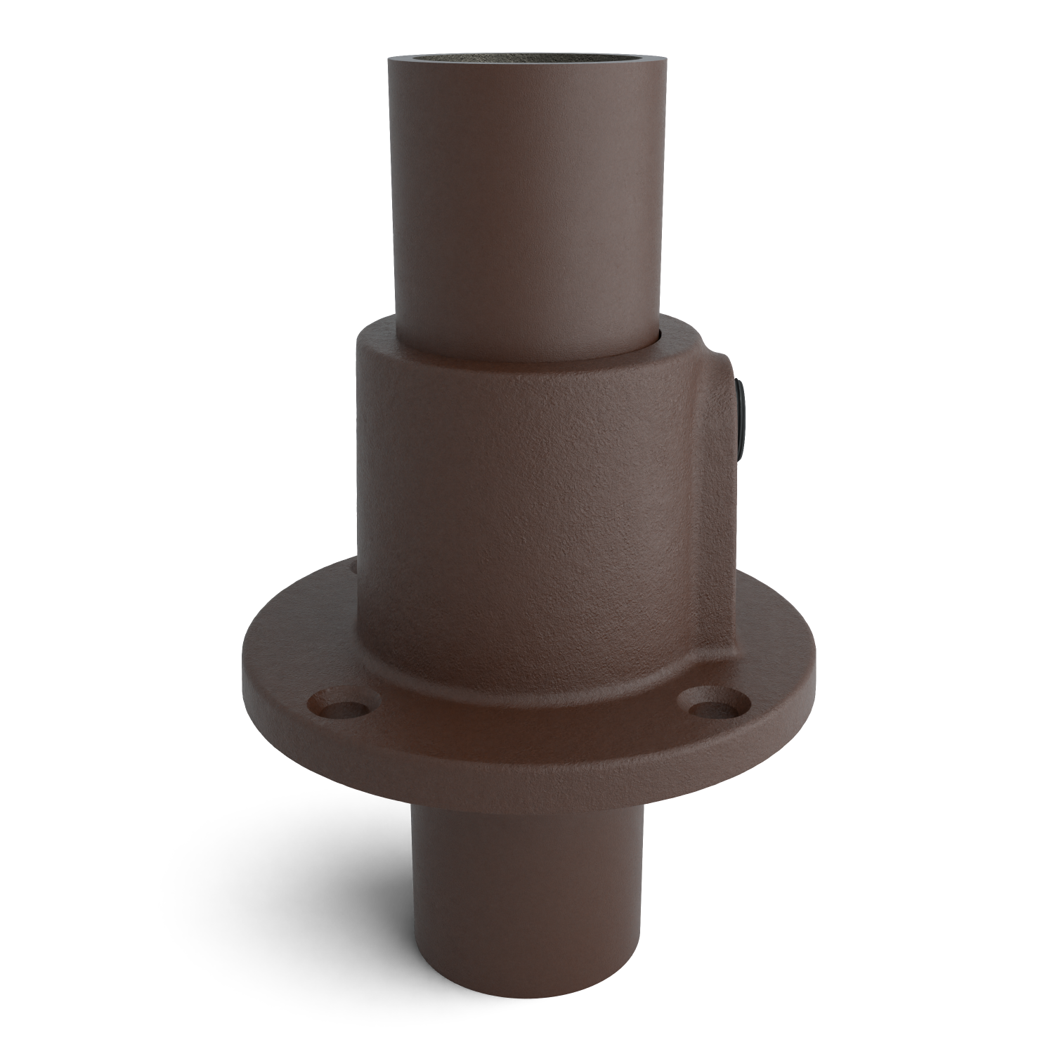 Buiskoppeling Voetplaat rond doorlopend vintage 26,9 mm - zijaanzicht met buizen (Steigerbuisstunter.nl)