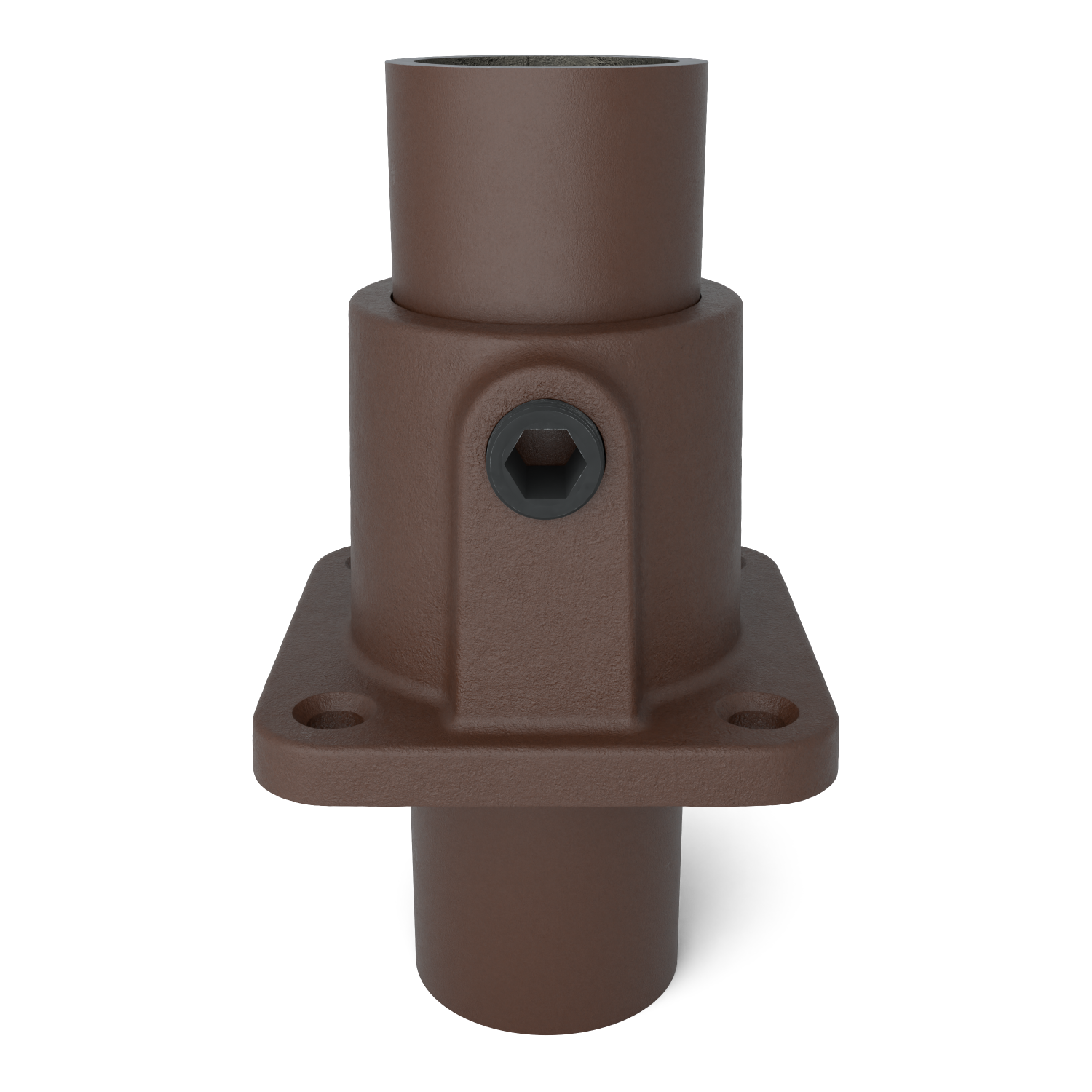 Buiskoppeling Voetplaat vierkant vintage 26,9 mm - vooraanzicht met buizen (Steigerbuisstunter.nl)