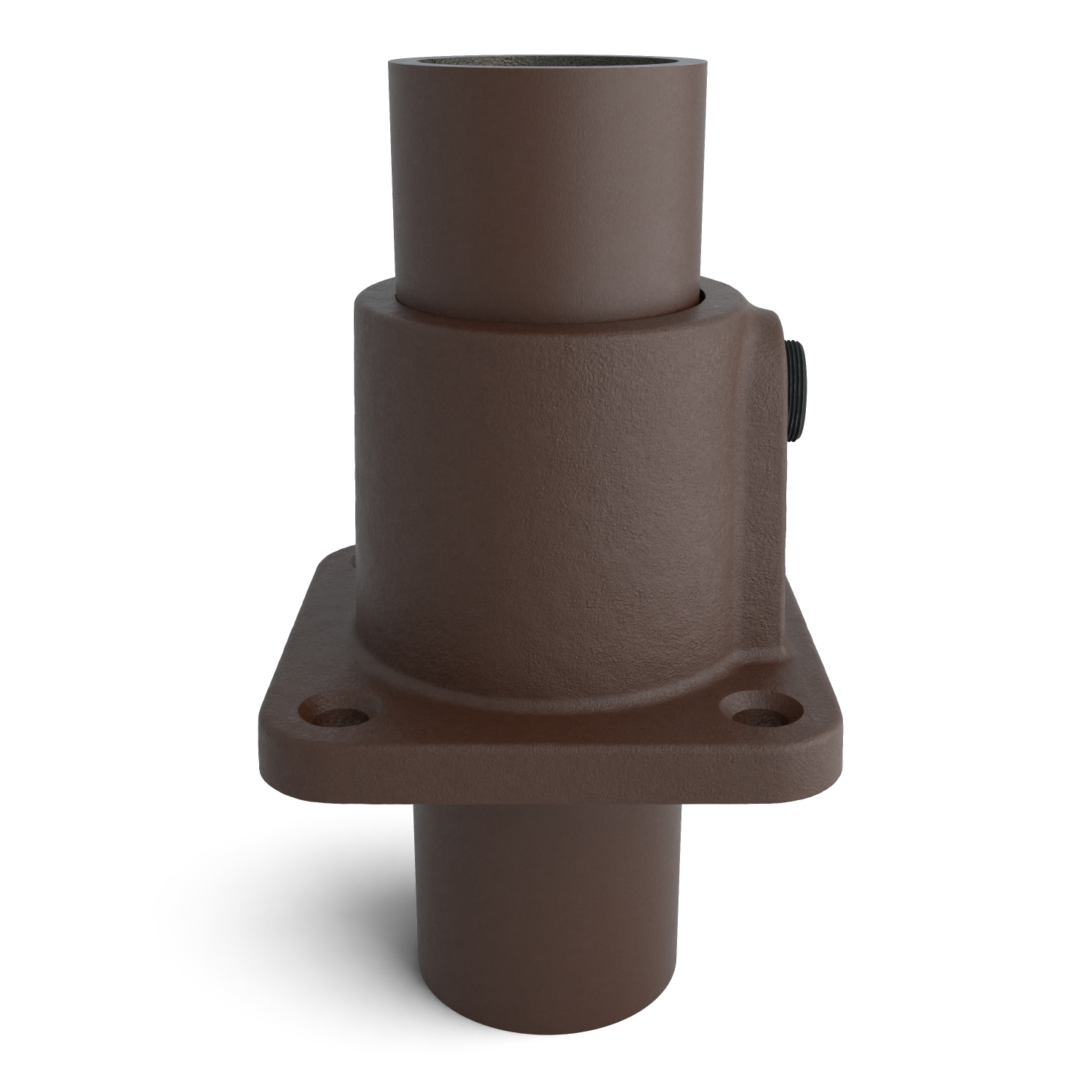 Buiskoppeling Voetplaat vierkant vintage 26,9 mm - zijaanzicht met buizen (Steigerbuisstunter.nl)