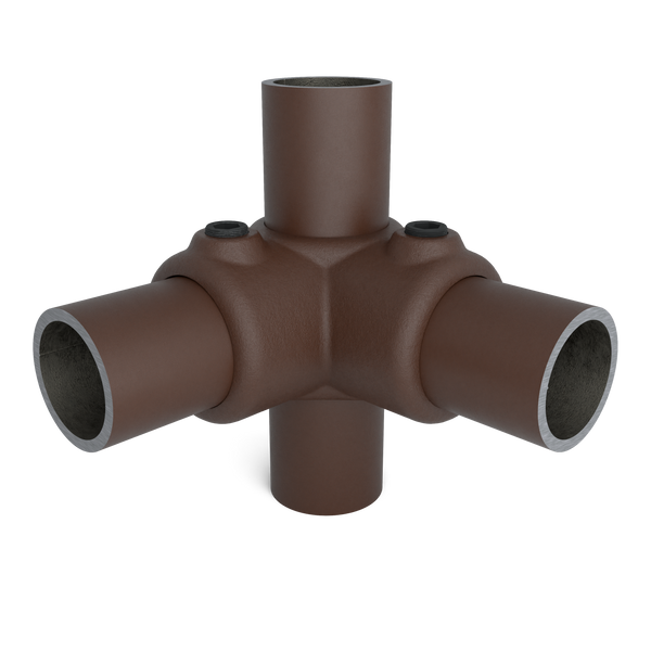 Buiskoppeling Hoekstuk 90º vintage 26,9 mm - vooraanzicht met buizen (Steigerbuisstunter.nl)